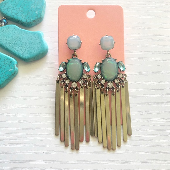 Golden Opal Statement Earrings - Picture 2 of 7